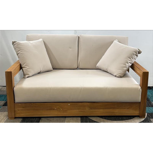 Wooden Loveseat With Two Pillows