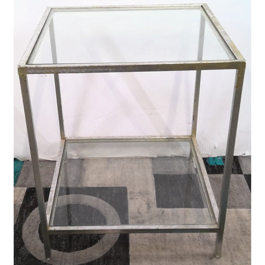 Square Metal and Glass End Table