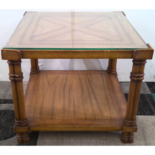 Square End Table with Glass Top