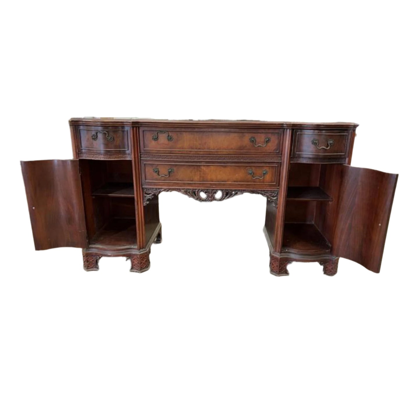 Burled Mahogany Double Pedestal Desk