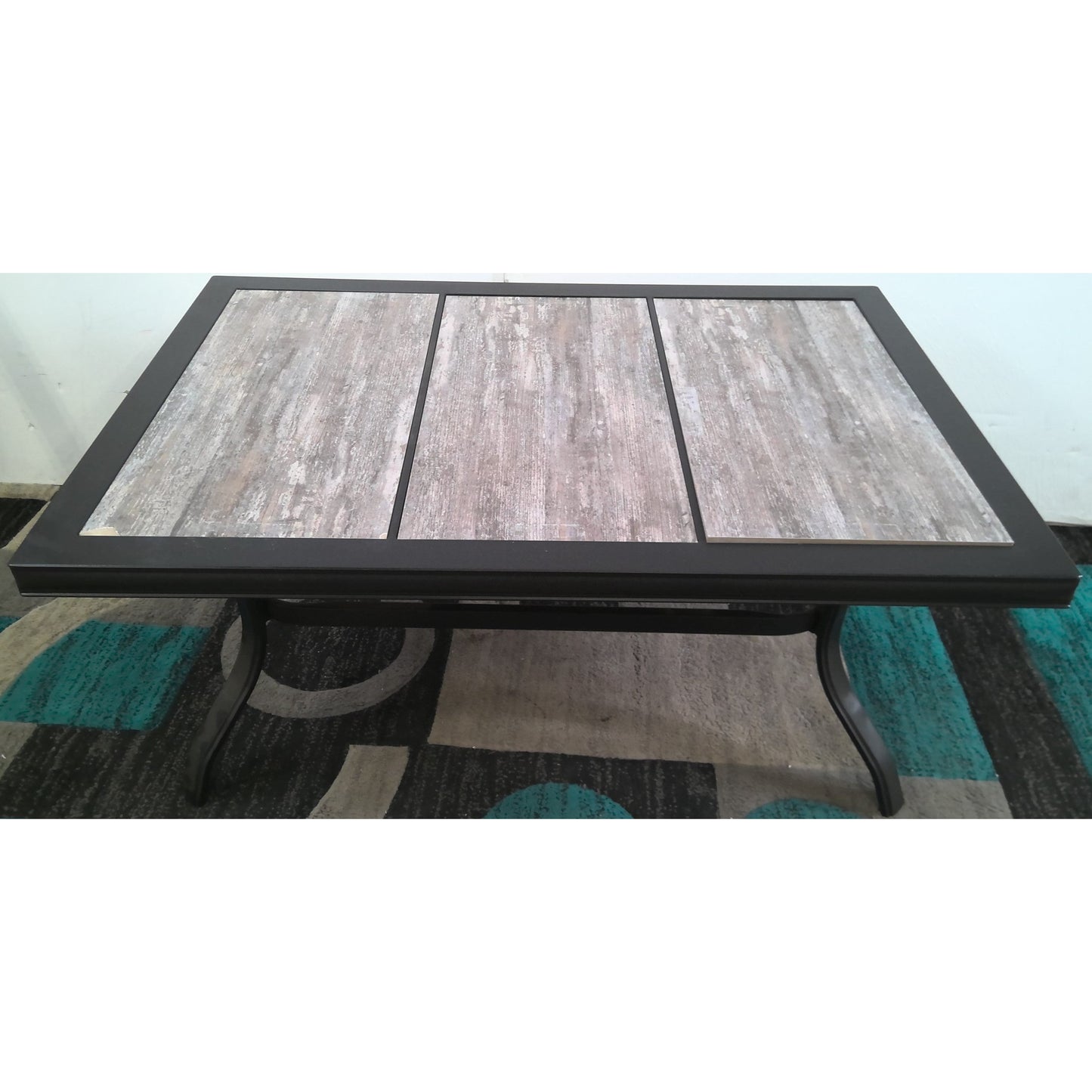 Outdoor Metal Coffee Table with Tile Top