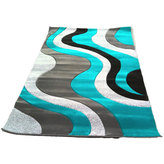 5' x 7' Teal Abstract Area Rug