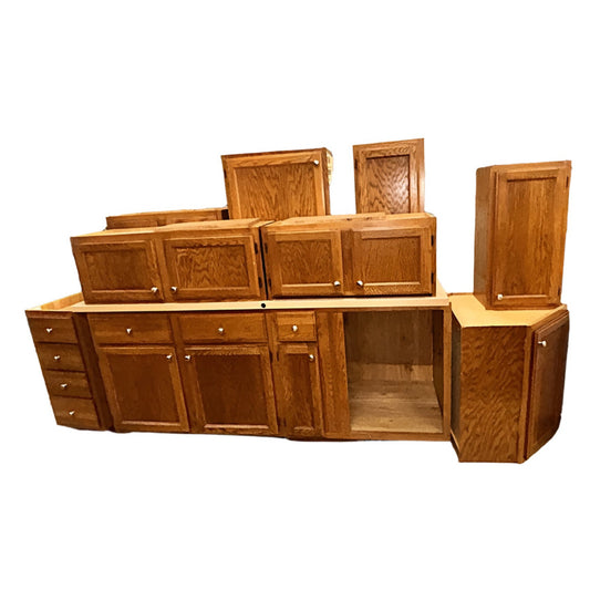 10-Piece Amber Oak Cabinet Set