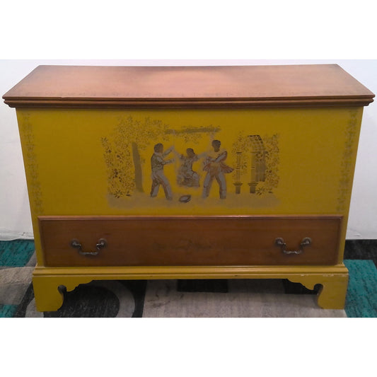 Painted Wood Chest with Lower Drawer