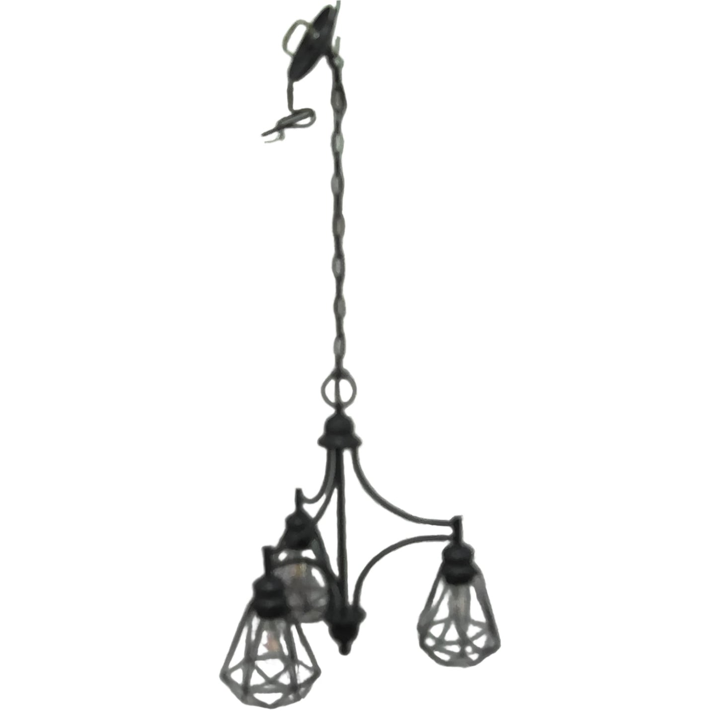 3-Light Bronze Chandelier with Cage Shades