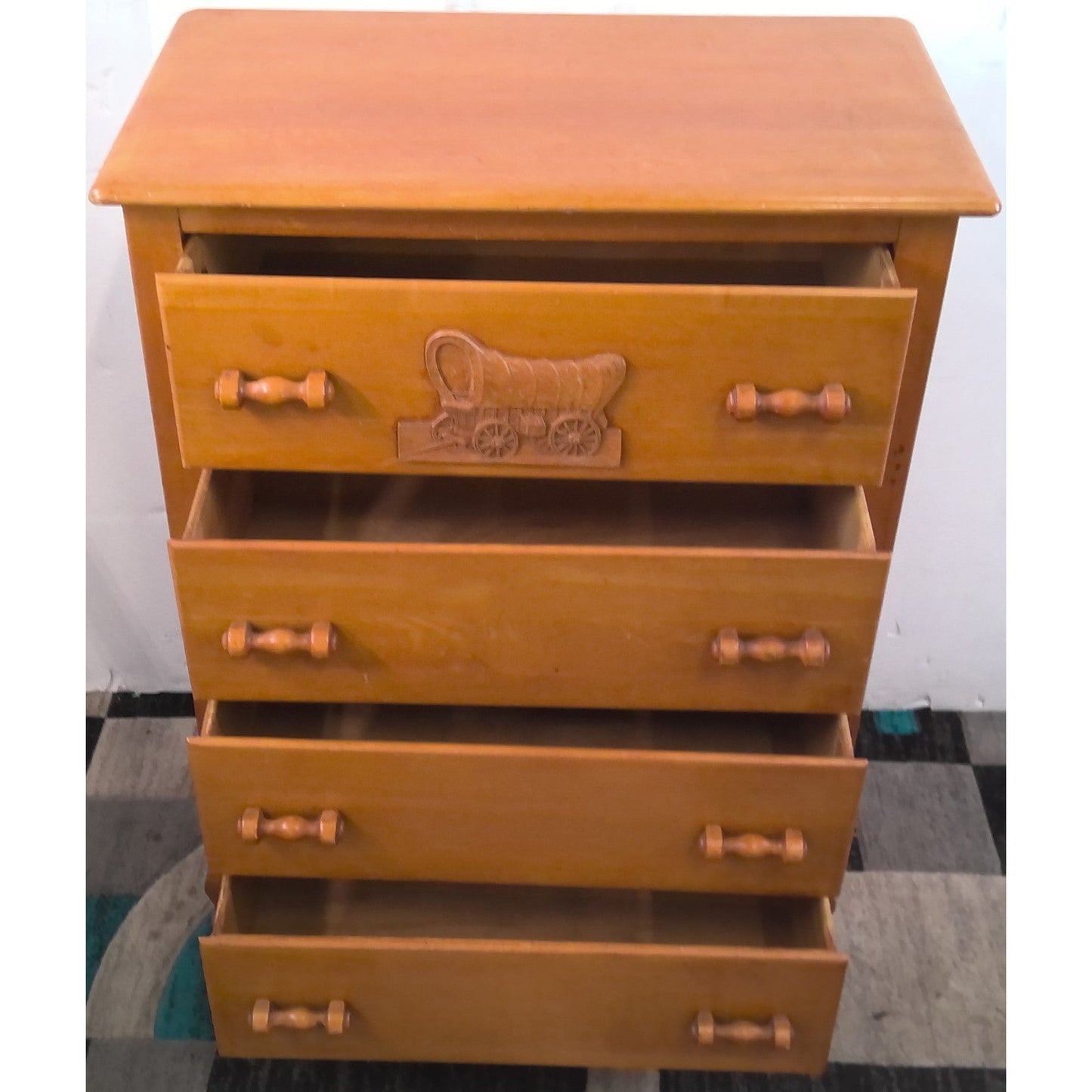 Dresser with Wagon Carving