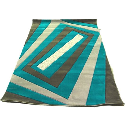 5' x 7' Turquoise Abstract Area Rug