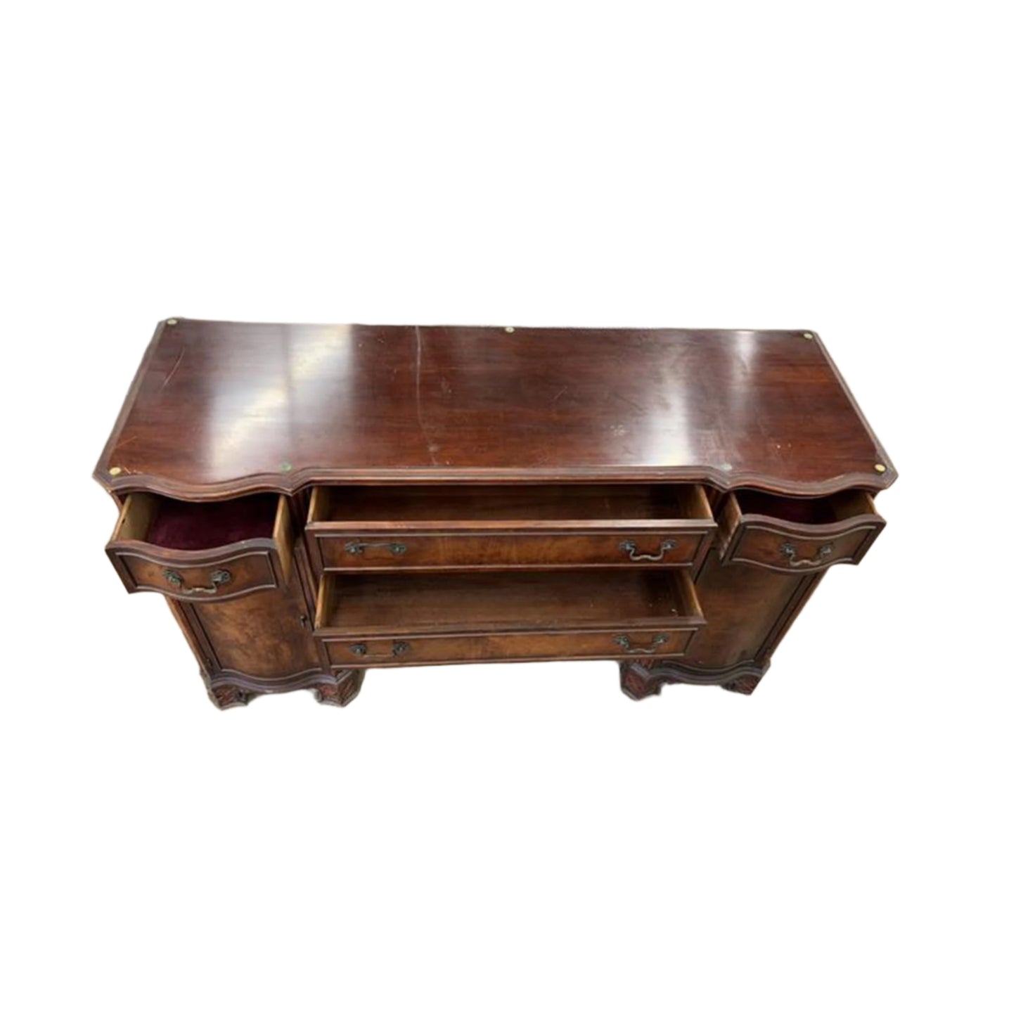 Burled Mahogany Double Pedestal Desk