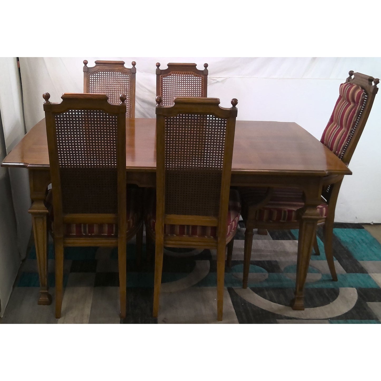 Kitchen Table with 5 Striped Cushion Chairs