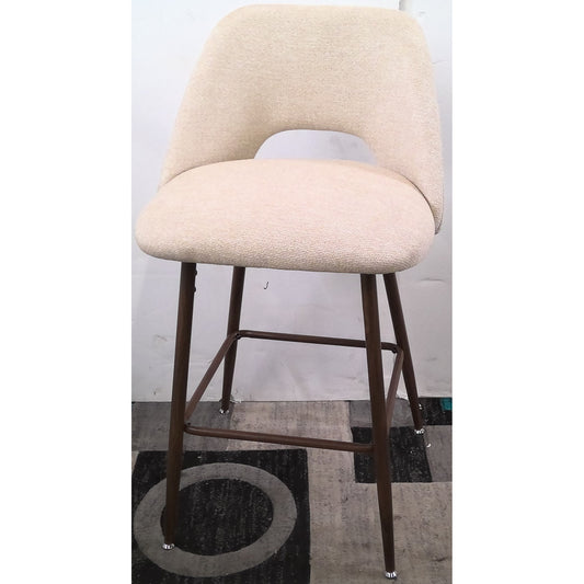 White Chair with Brown Metal Legs