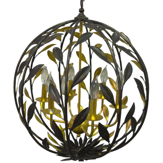 6-Light Bronze Cage Chandelier