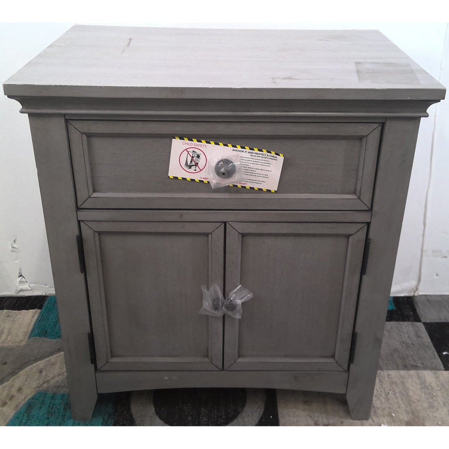 Gray Cupboard Nightstand