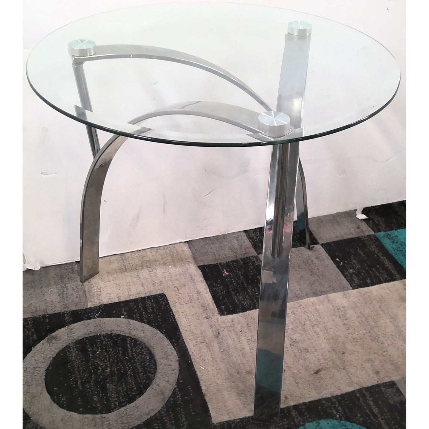 Round Glass Top End Table