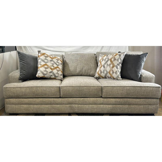 Grey/White Sofa With Four Accent Pillows