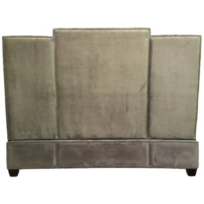 81" Paneled Gray Velvet King Bed Frame