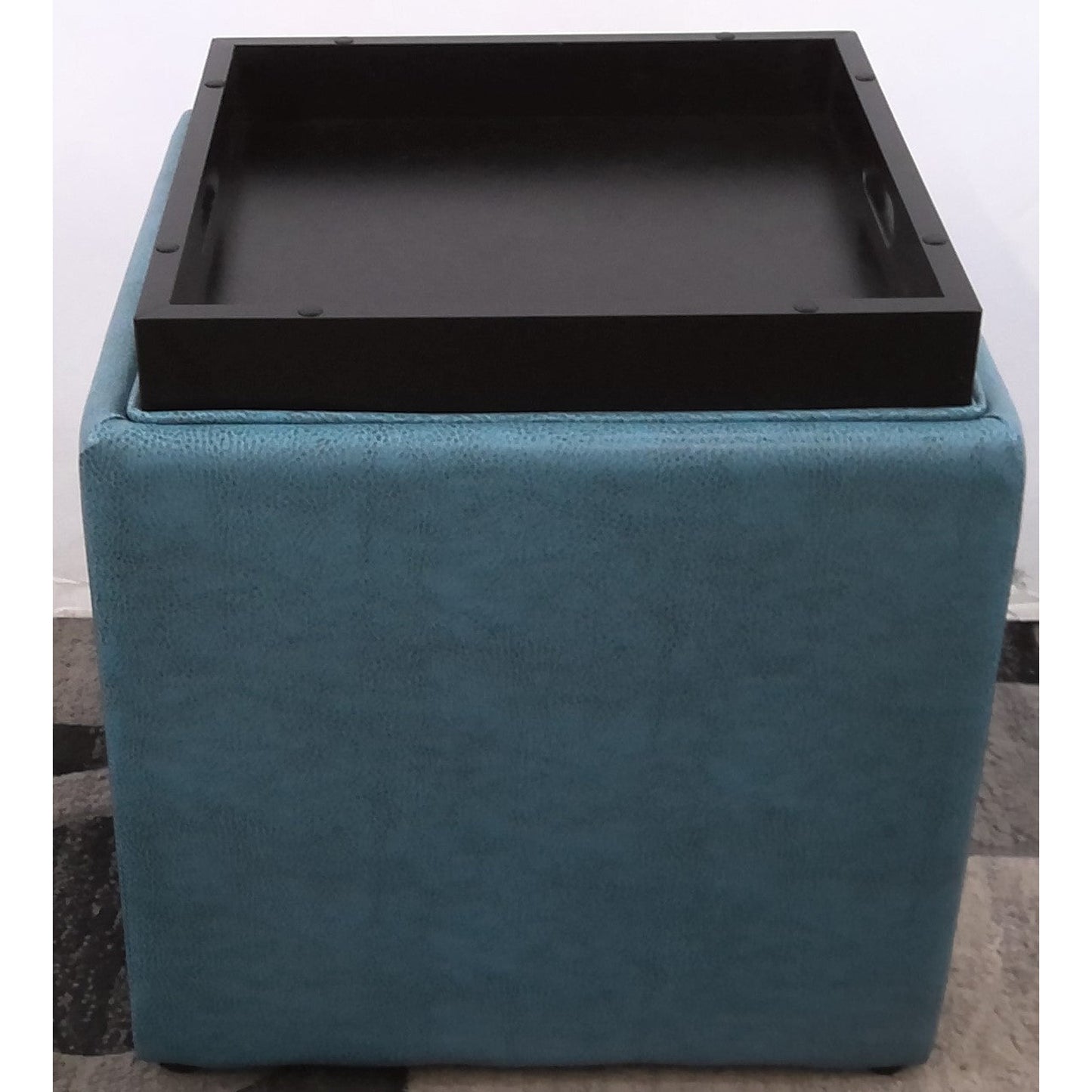 Blue Square Storage Ottoman