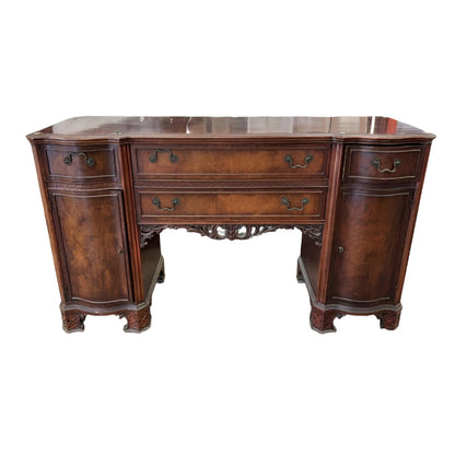 Burled Mahogany Double Pedestal Desk