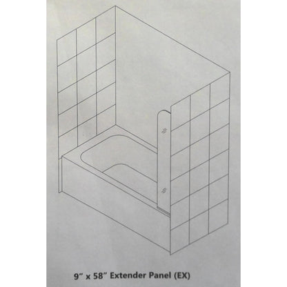 9" x 58" Tempered Glass Shower Door Extender Panel