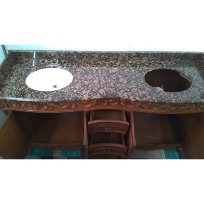 Ornate Double Sink Vanity with Granite Top