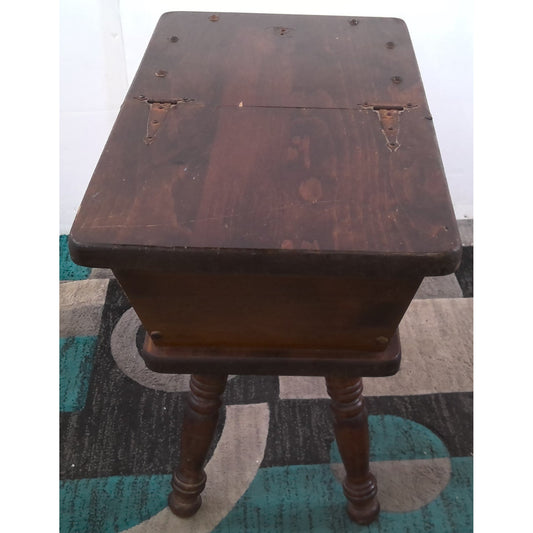 Antique Wood End Table with Storage