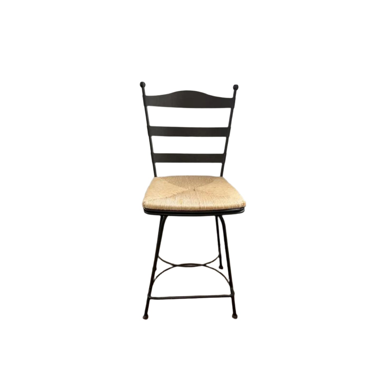 Wicker & Iron Ladderback Bar Stool