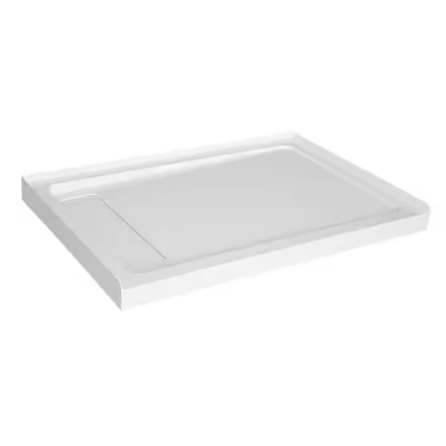 Alcove Concealed Drain Shower Pan Base with Left Drain in White