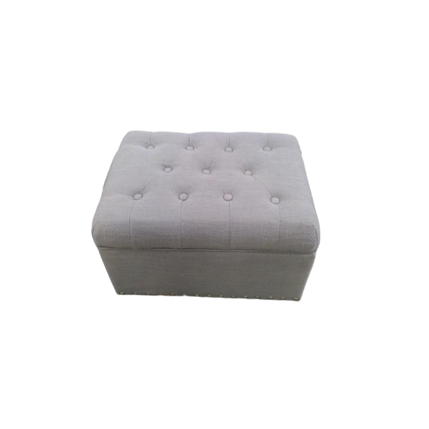 Gray Tufted Storage Ottoman