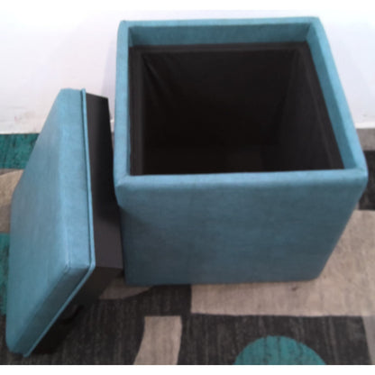 Blue Square Storage Ottoman