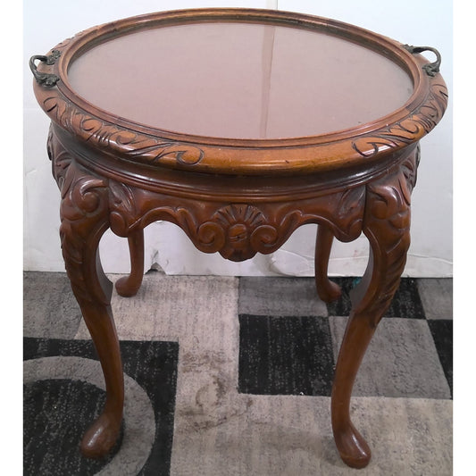 Round End Table with Removable Glass Top