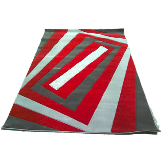 5' x 7' Red Abstract Area Rug