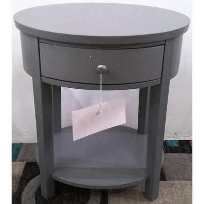 Gray Oval Nightstand