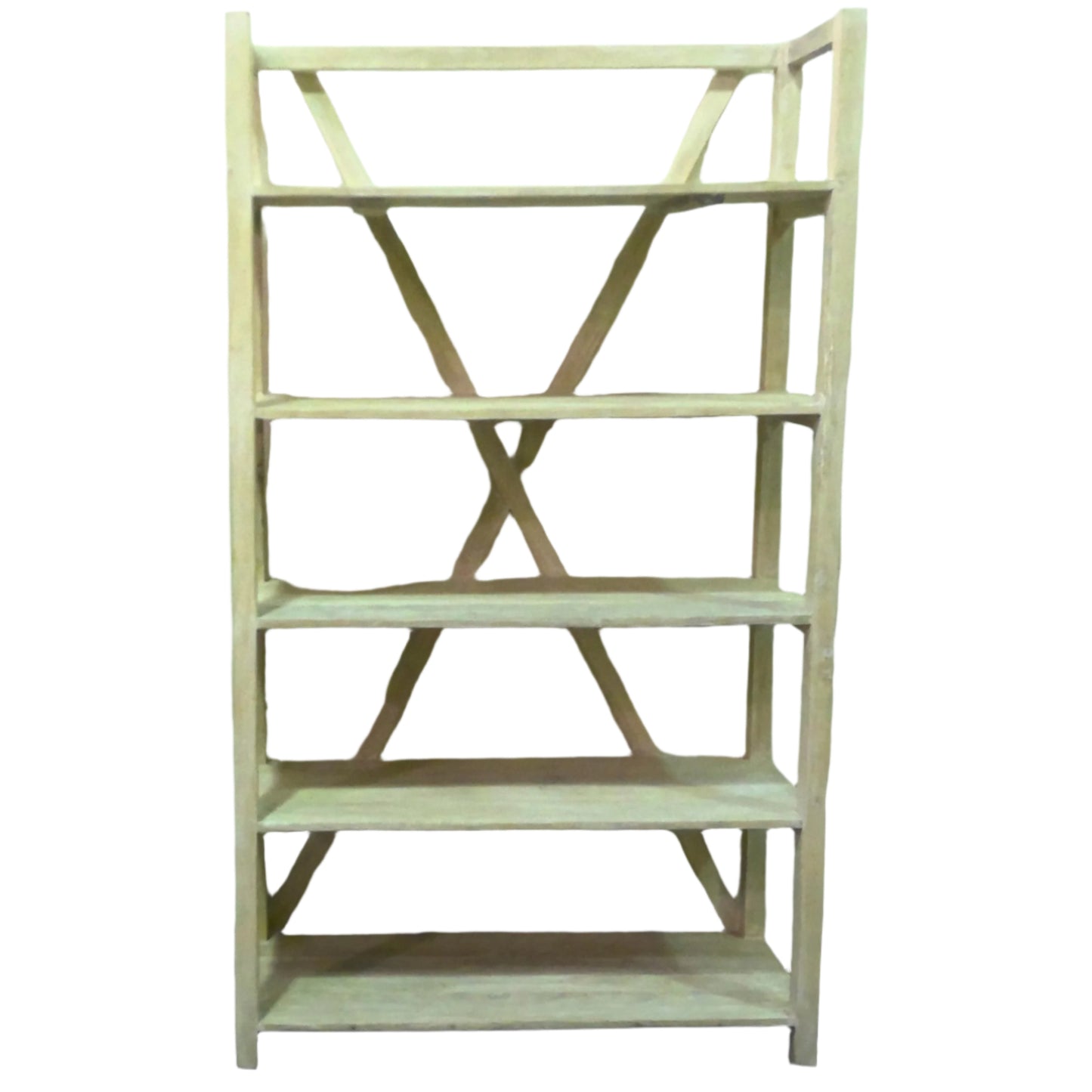 48" 5-Tier Bleached Wood Bookcase