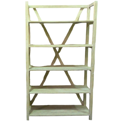 48" 5-Tier Bleached Wood Bookcase