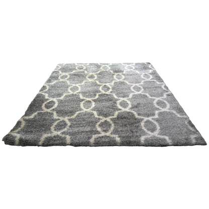 8' x 10' Gray Trellis Shag Area Rug