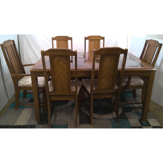 Kitchen Table with Glass Pieces and 6 Chairs