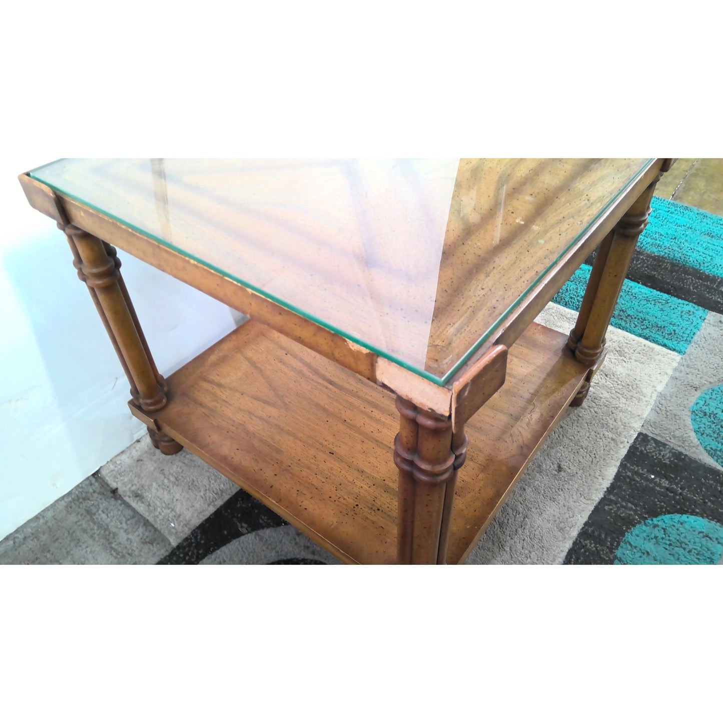 Square End Table with Glass Top