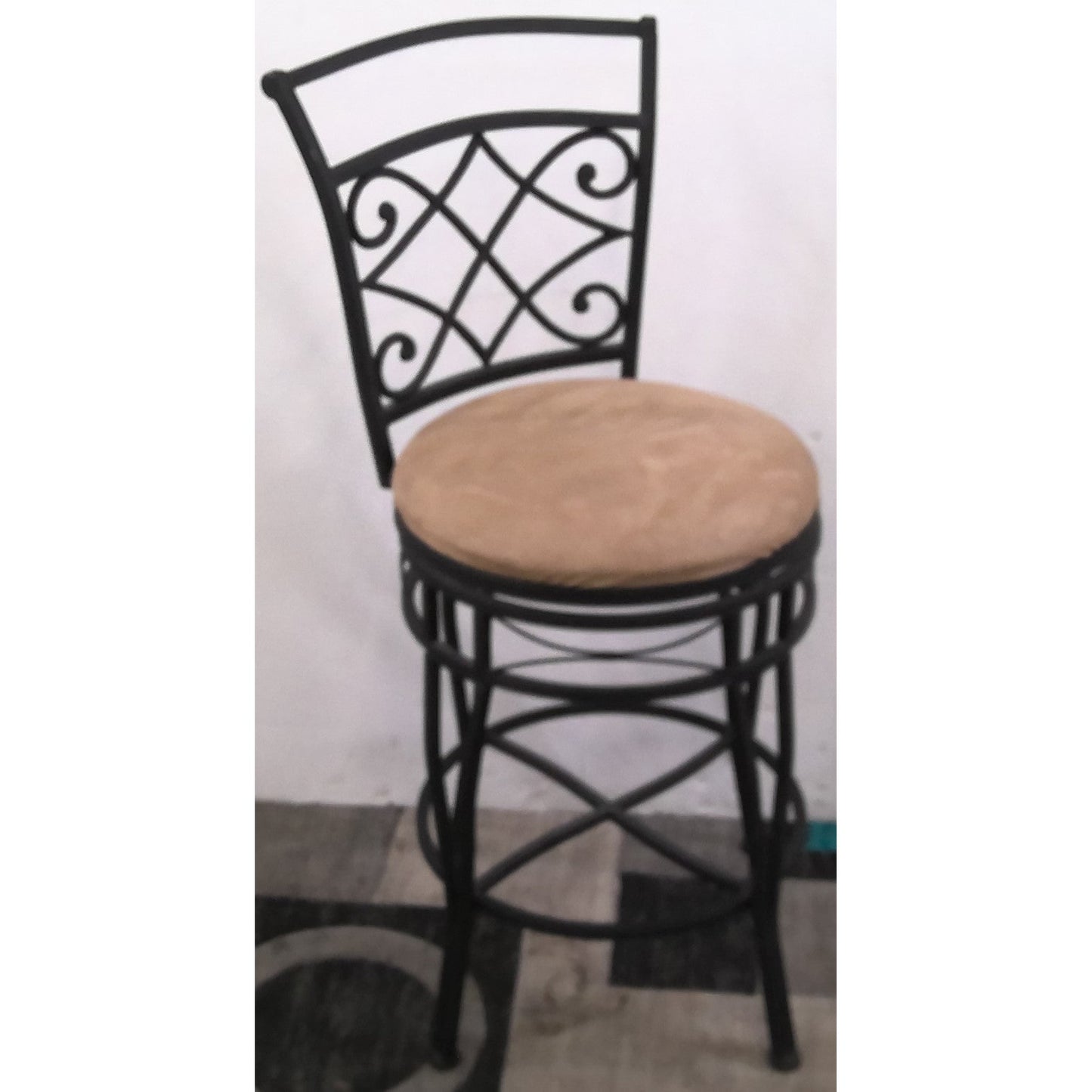 Metal Barstool with Tan Seat